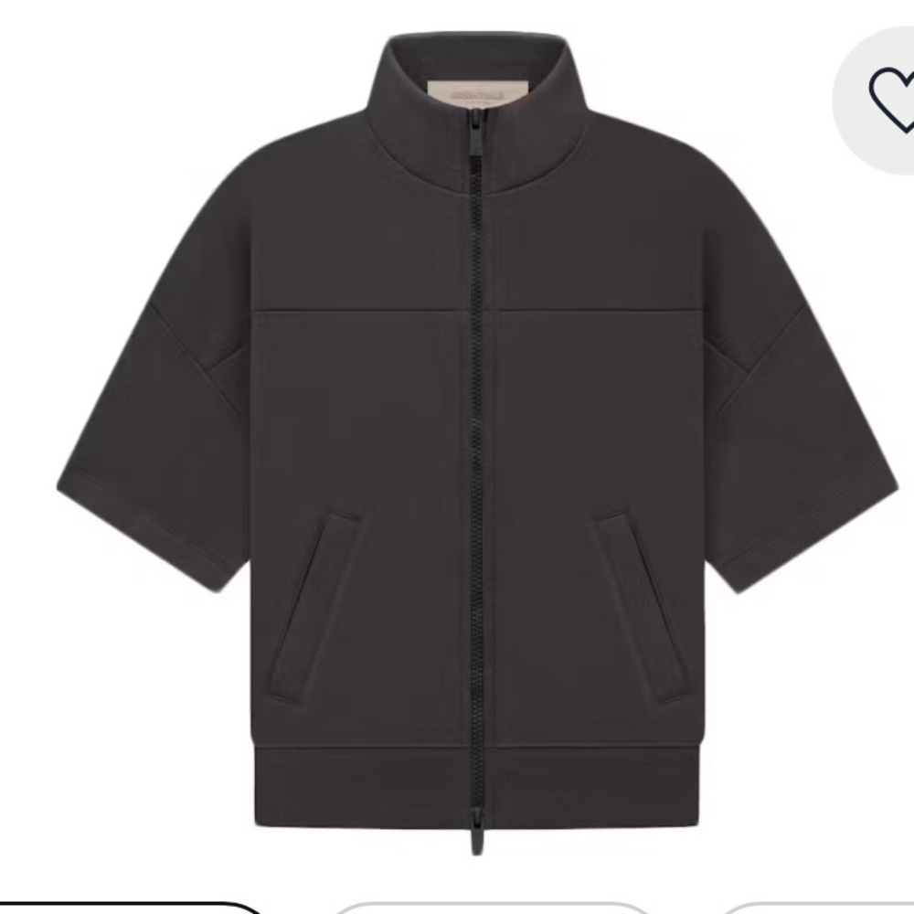 FEAR OF GOD ESSENTIALS kids full zip jacket “iron” short sleeve sweater 14/16